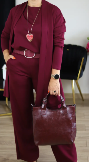 Elegant 3-Piece Set Including a Long Cardigan, Top, and Pants