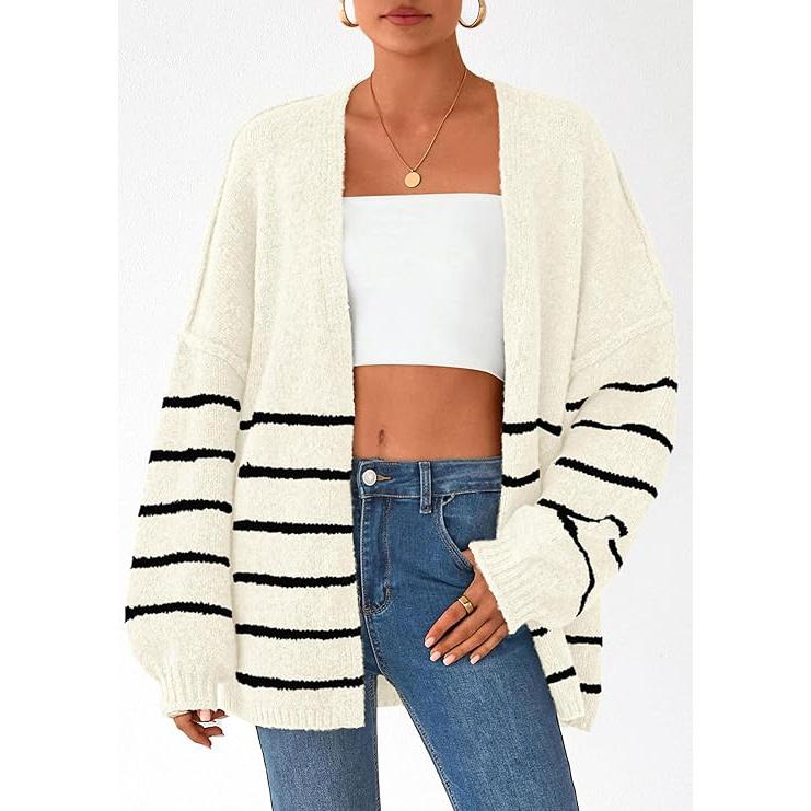 Women's Oversized Cardigan Sweater Fall Long Lantern Sleeve Knit Open Front Lightweight Sweater Knitwear Tops