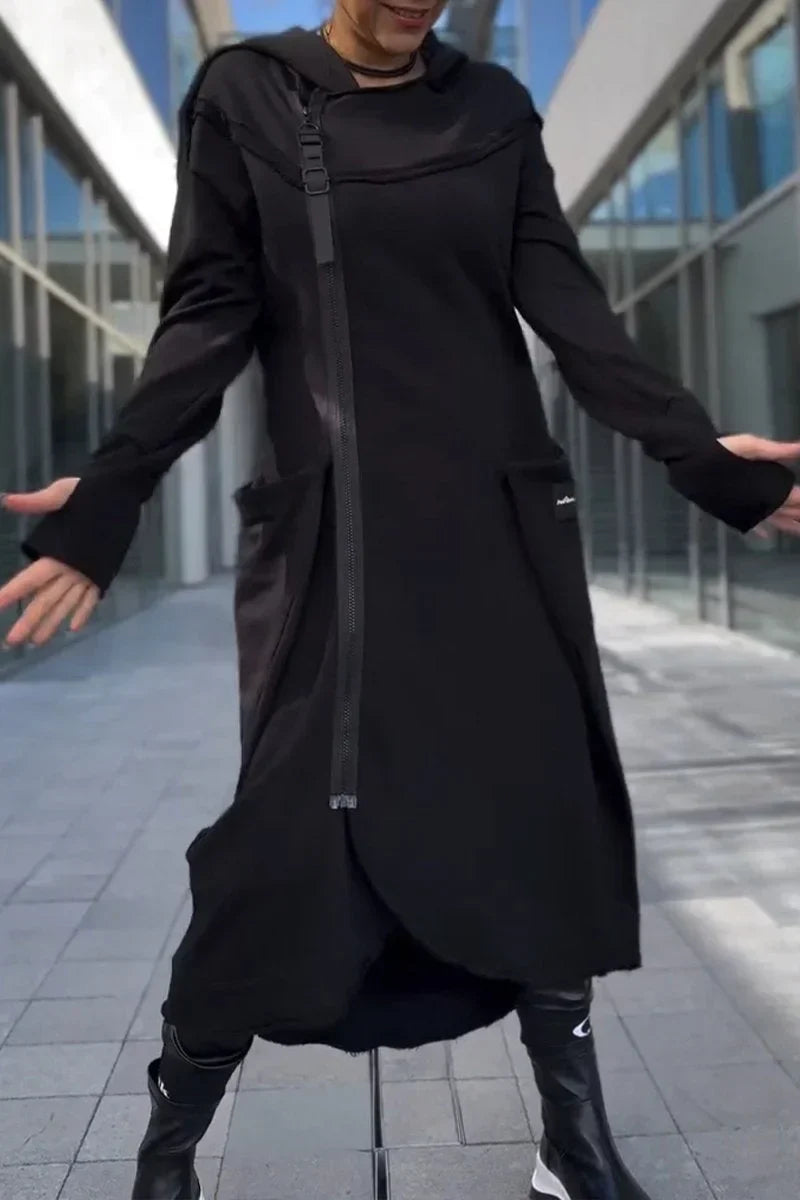 MANA™ | LONG HOODIE WITH ZIPPER IN LIGHT AND BREATHABLE FABRICS