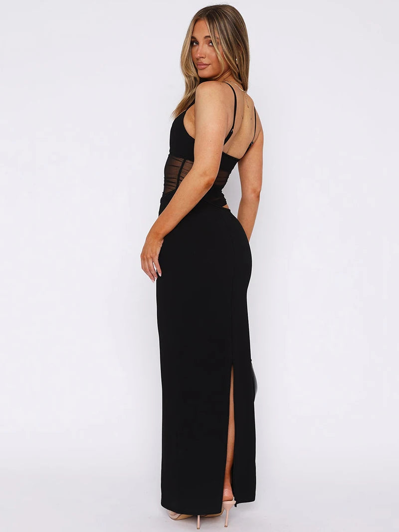 Abigail™ - Sheer Panel Maxi Dress