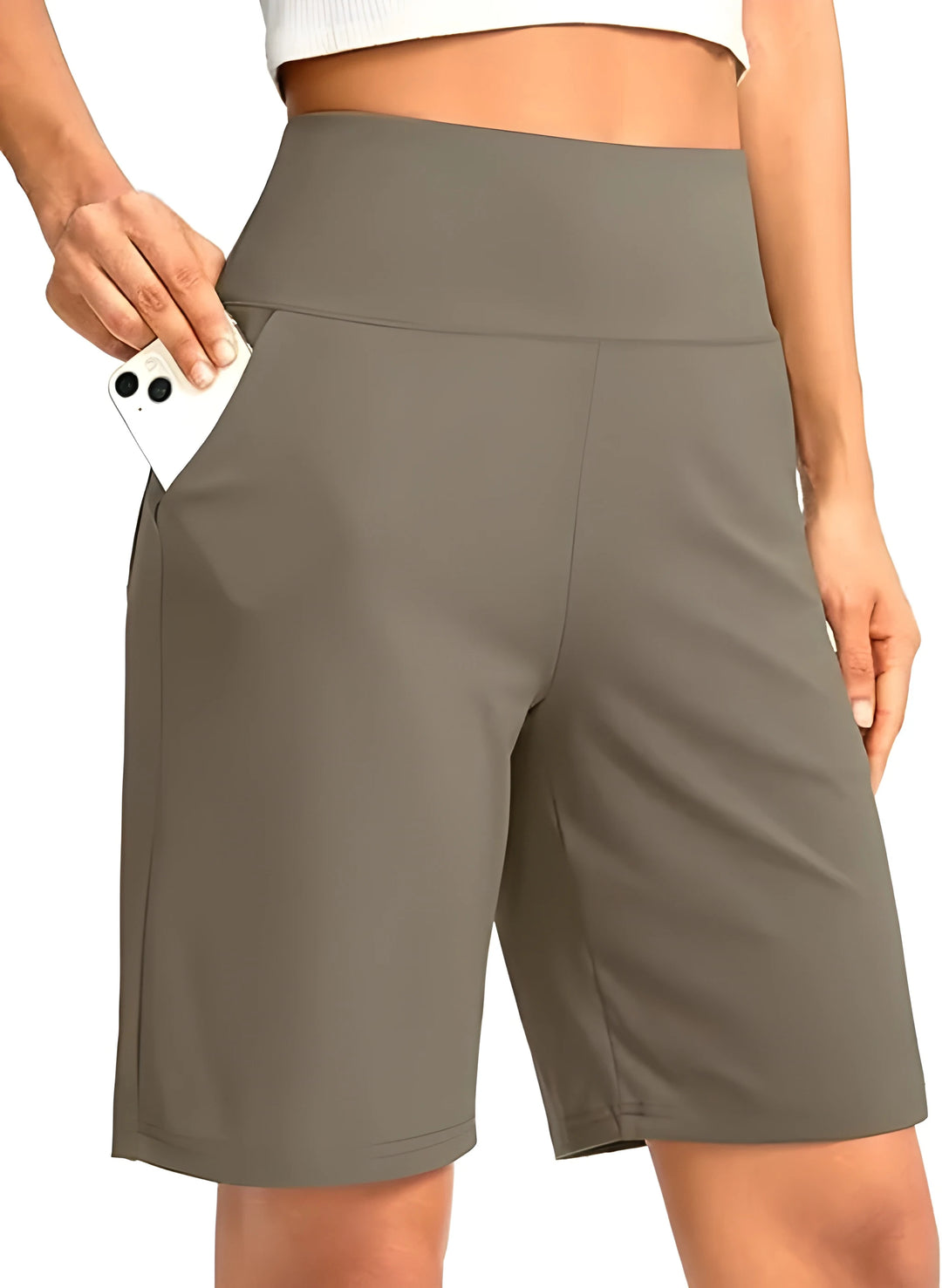 Women's Athletic Bermuda Shorts with High Waisted