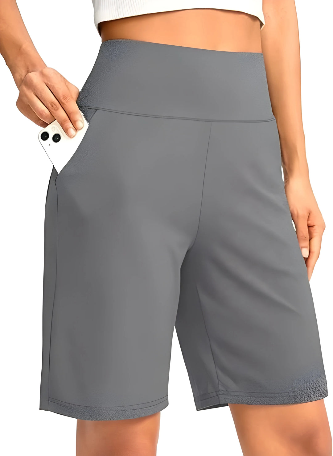 Women's Athletic Bermuda Shorts with High Waisted