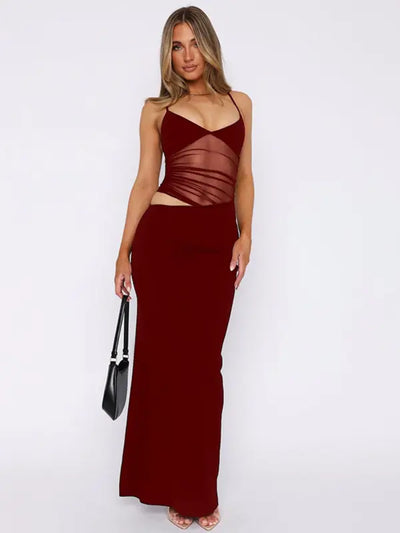 Abigail™ - Sheer Panel Maxi Dress