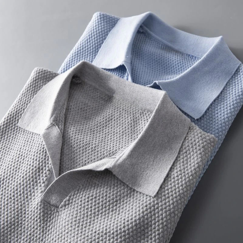Men's Casual Polo Shirt with Short Sleeve and V-Neck