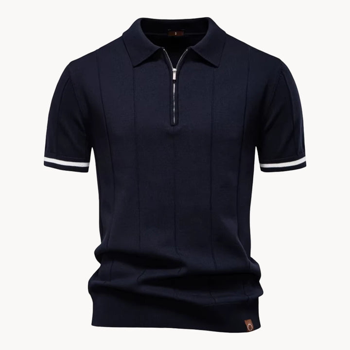 Men's Casual Polo Shirt with Short Sleeve and Zipper