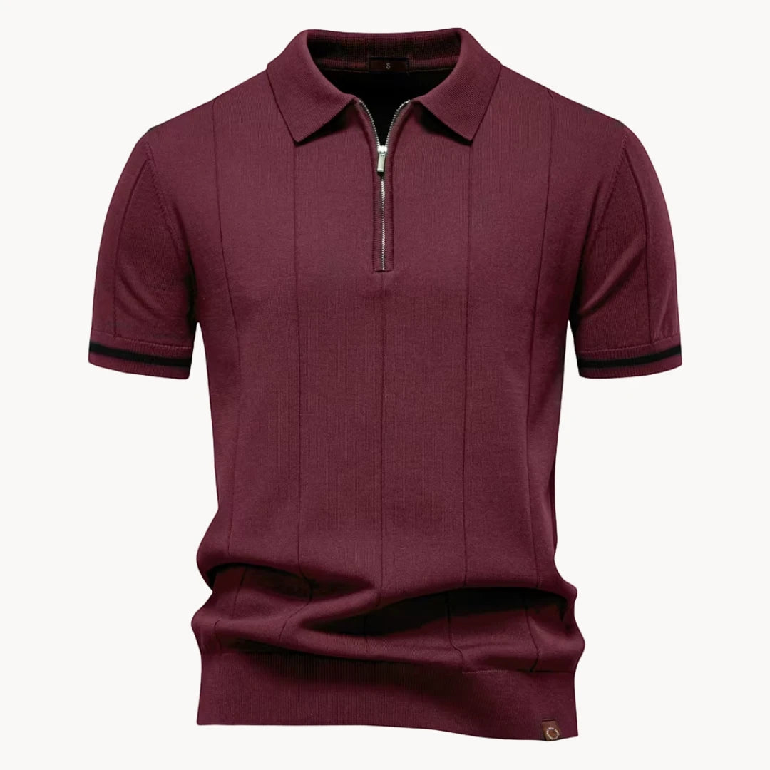 Men's Casual Polo Shirt with Short Sleeve and Zipper