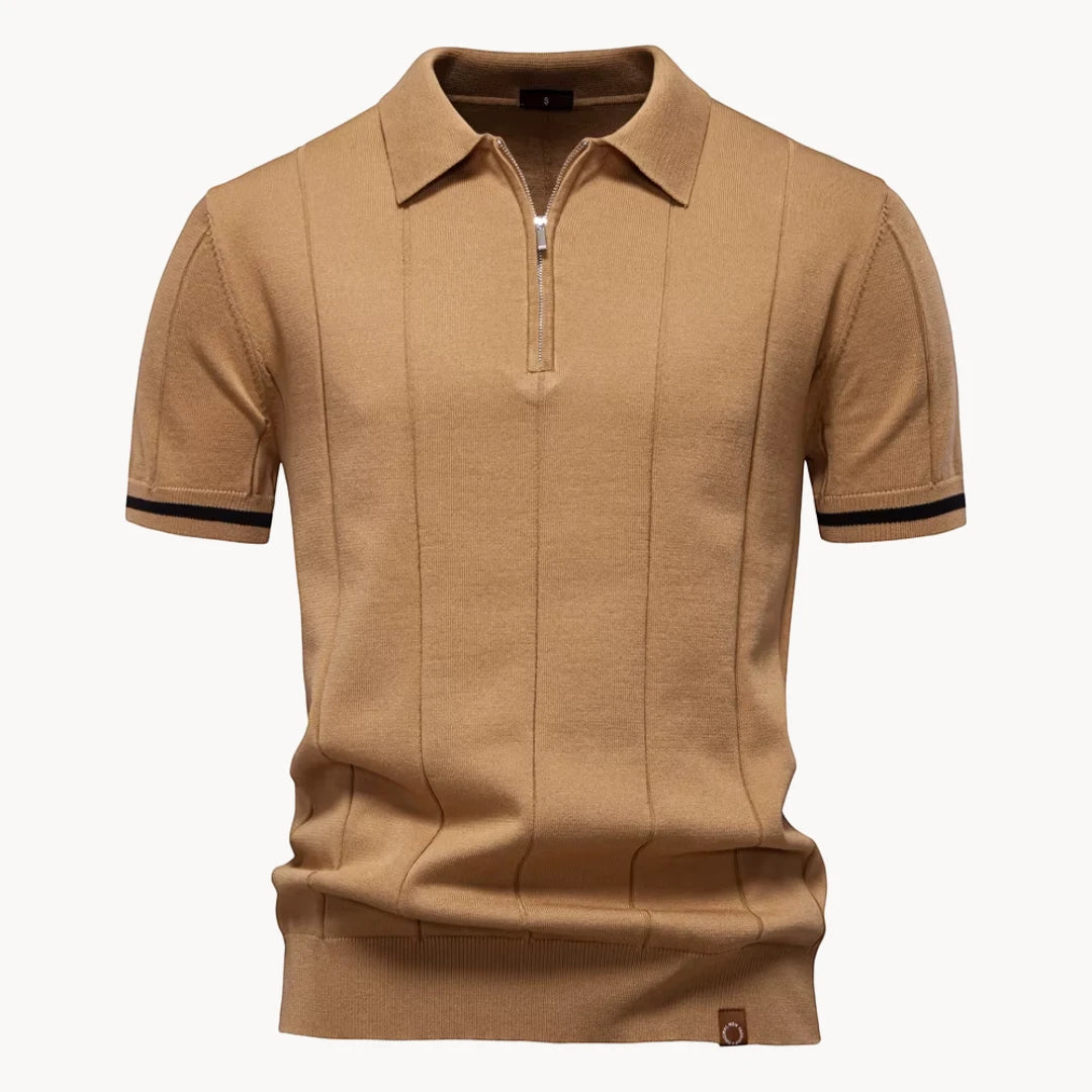 Men's Casual Polo Shirt with Short Sleeve and Zipper