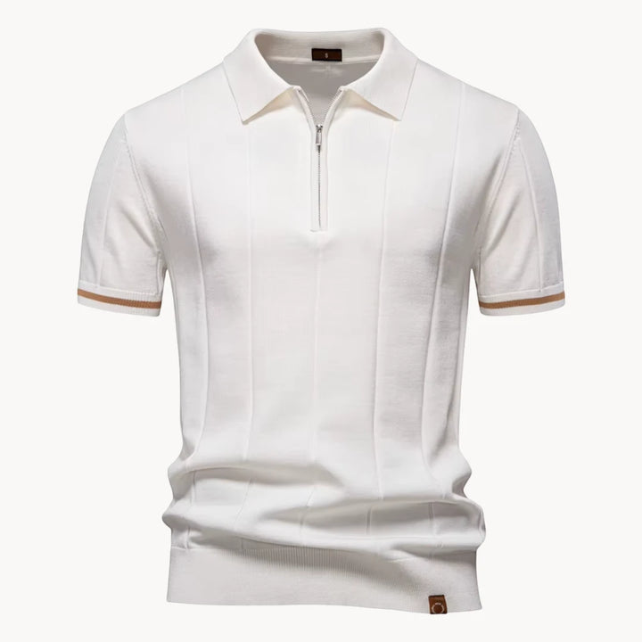 Men's Casual Polo Shirt with Short Sleeve and Zipper
