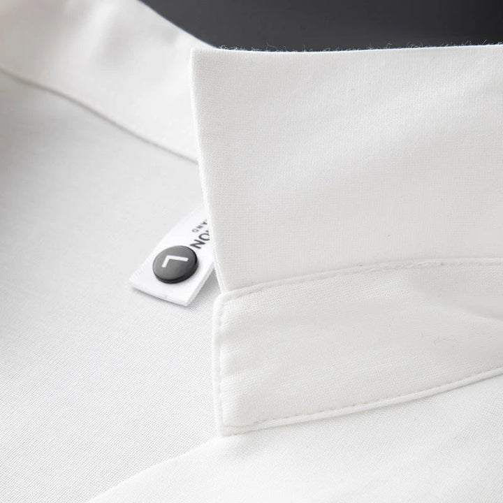 Men's Casual Work Polo Shirt with Short Sleeve and Camp Collar