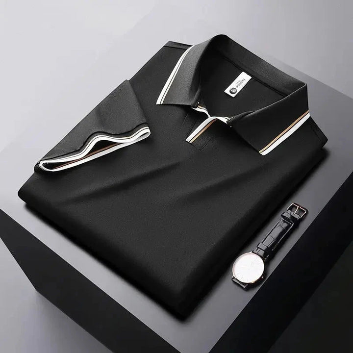 Men's Casual Work Polo Shirt with Short Sleeve and Ribbed Collar