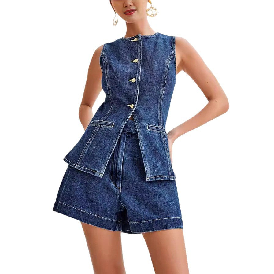 Sophia™ – Sleeveless Denim Co-ord Set