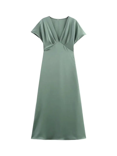Alyssa™ - Chic Satin Maxi Dress