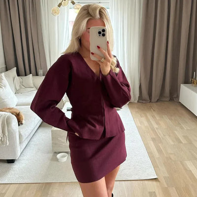 Peyton™ - Casual V-neck Long Sleeve 2 Pieces Set