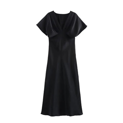 Alyssa™ - Chic Satin Maxi Dress