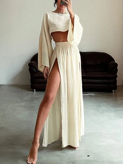 Olivia™ - Stylish top and Slit Skirt Set