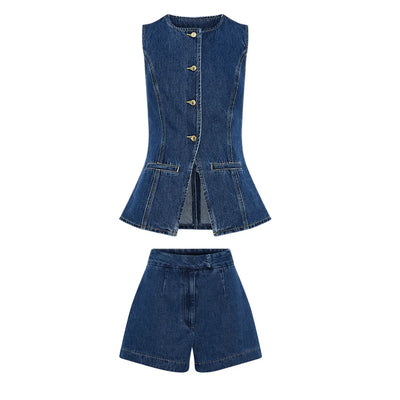 Scarlett™ - Modern Sleeveless Denim Two Piece Set