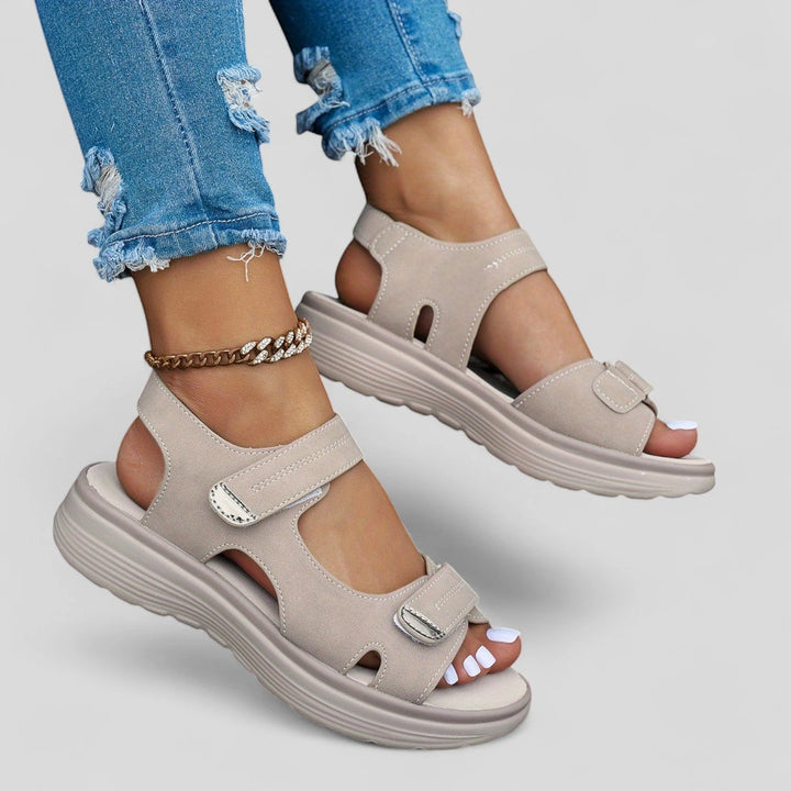 Women's Athletic Running Sandals with Velcro Strap and Cushioned Footbed