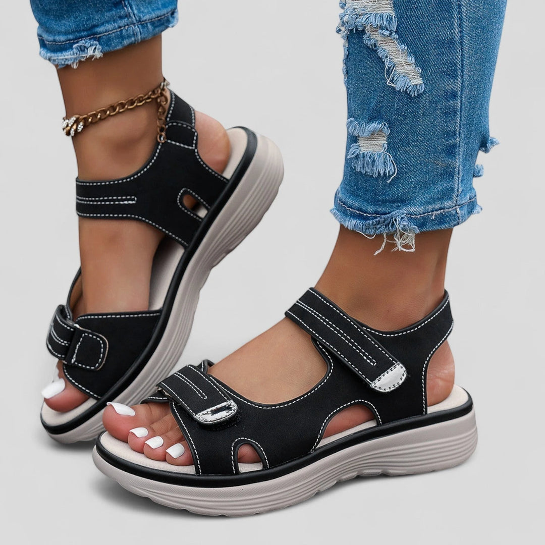 Women's Athletic Running Sandals with Velcro Strap and Cushioned Footbed