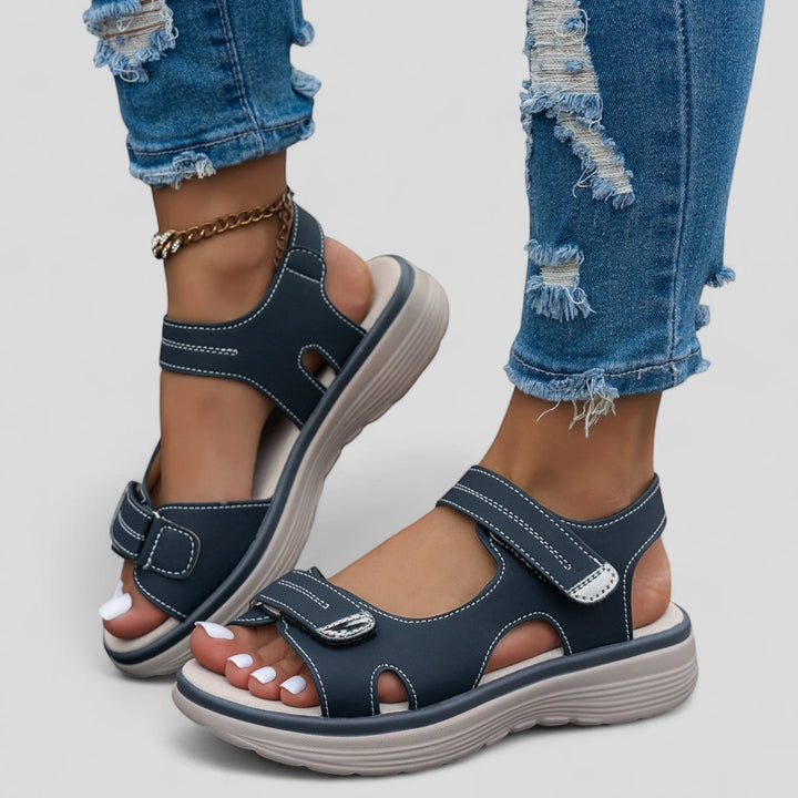 Women's Athletic Running Sandals with Velcro Strap and Cushioned Footbed