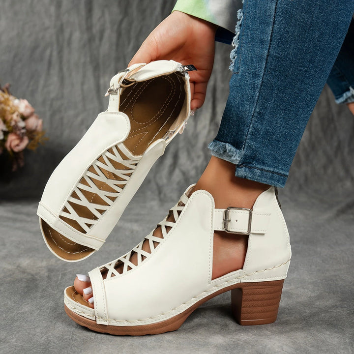 Women's Block Heel Open Toe Sandals with Non Slip Sole and Cushioned Insole