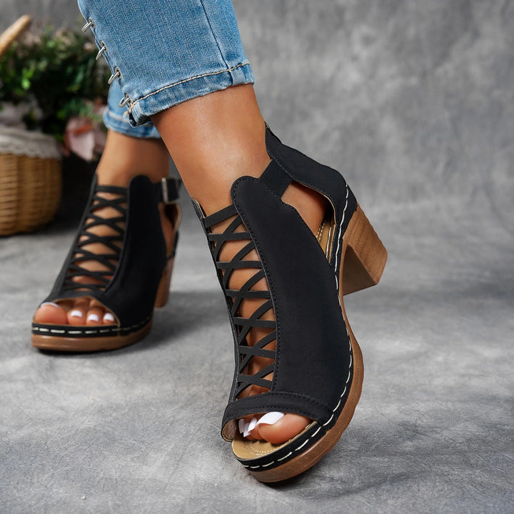 Women's Block Heel Open Toe Sandals with Non Slip Sole and Cushioned Insole