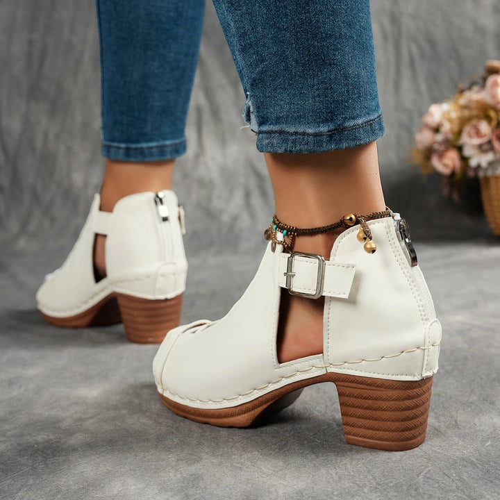 Women's Block Heel Open Toe Sandals with Non Slip Sole and Cushioned Insole