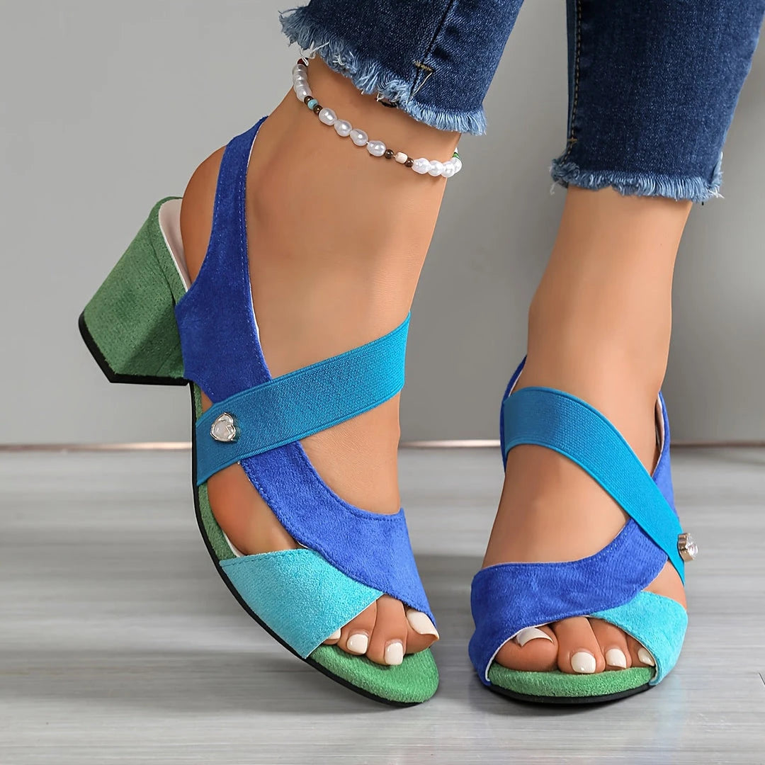 Women's Block Heel Open Toe Sandals with Slip Resistant Sole and Cushioned Insole