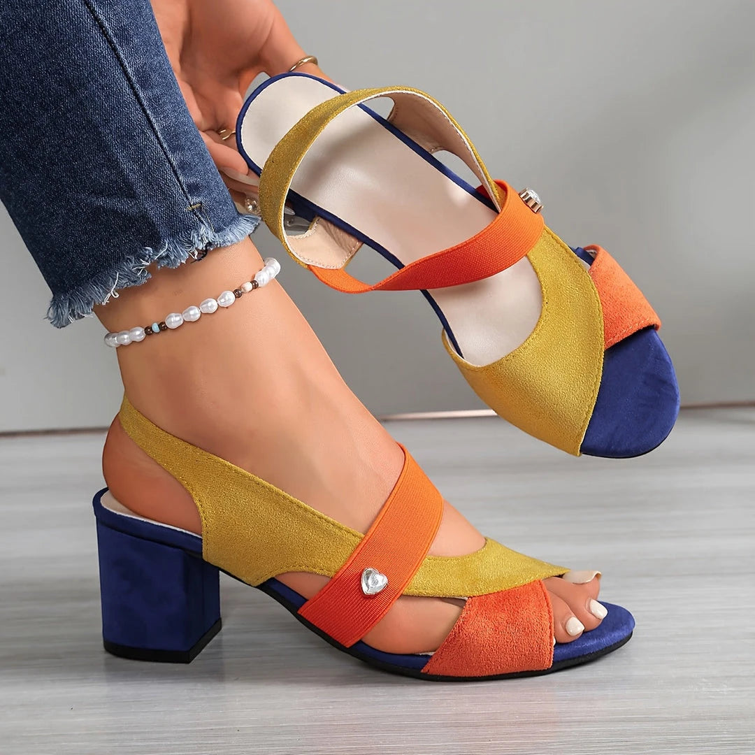 Women's Block Heel Open Toe Sandals with Slip Resistant Sole and Cushioned Insole
