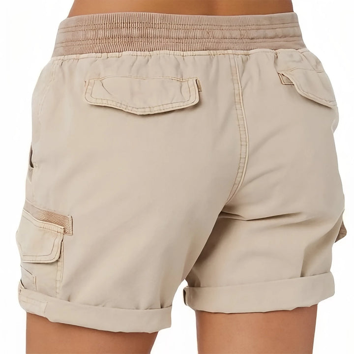 Women's Cargo Bermuda Shorts with Elastic Waist and Side Pockets