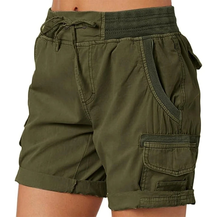 Women's Cargo Bermuda Shorts with Elastic Waist and Side Pockets
