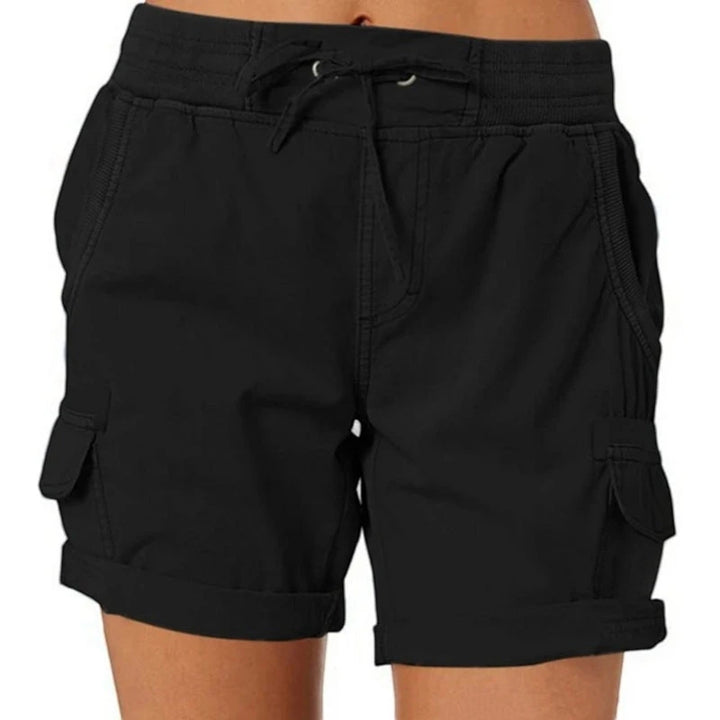 Women's Cargo Bermuda Shorts with Elastic Waist and Side Pockets