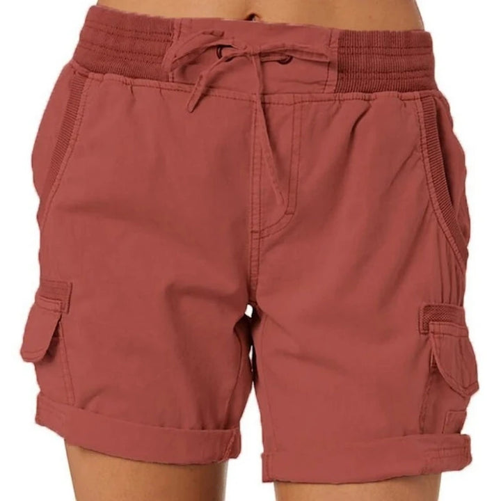 Women's Cargo Bermuda Shorts with Elastic Waist and Side Pockets