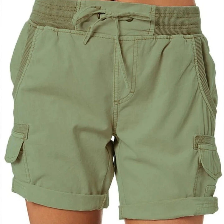 Women's Cargo Bermuda Shorts with Elastic Waist and Side Pockets