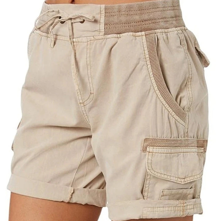 Women's Cargo Bermuda Shorts with Elastic Waist and Side Pockets