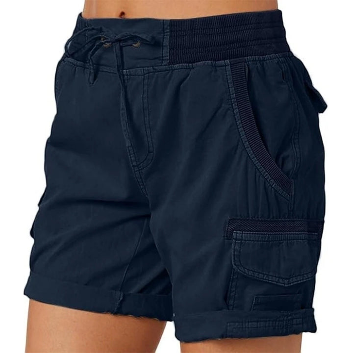 Women's Cargo Bermuda Shorts with Elastic Waist and Side Pockets