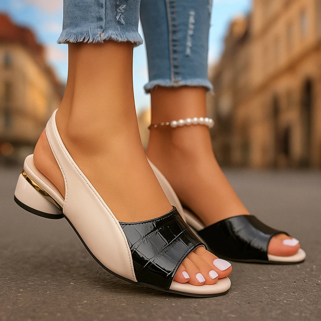 Women's Casual Slingback Sandals with Cushioned and Block Heel