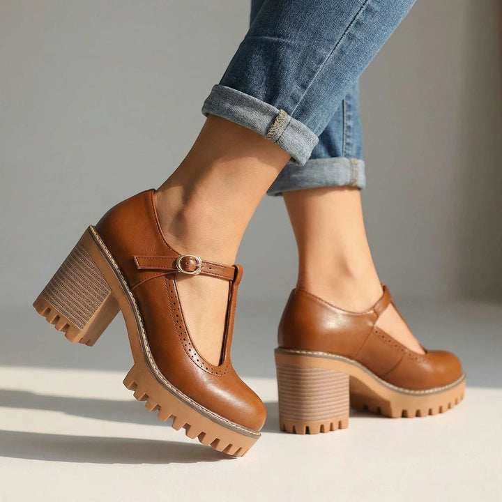 Women's Chunky Strappy Mary Jane Shoes with Slip Resistant Sole and Cushioned Insole
