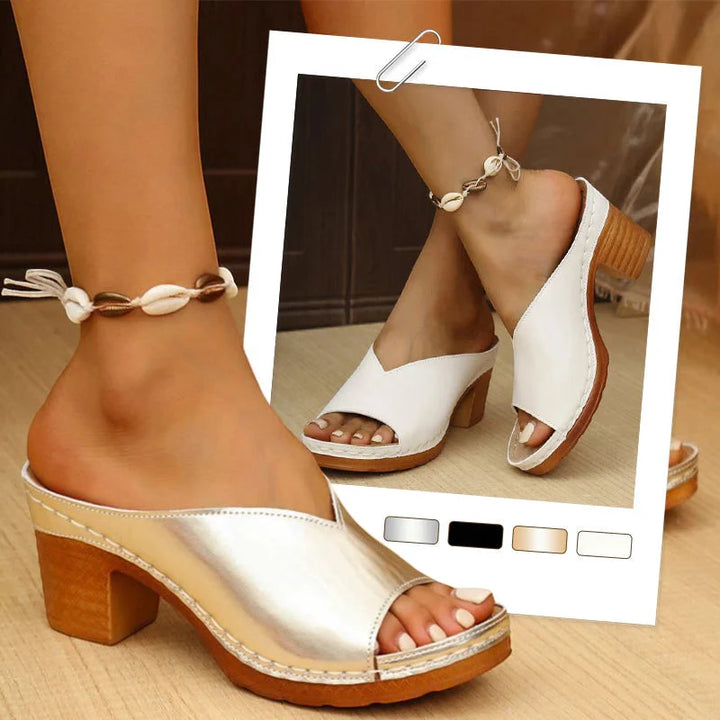 Women's Comfortable Casual Mules with Block Heel and Non Slip