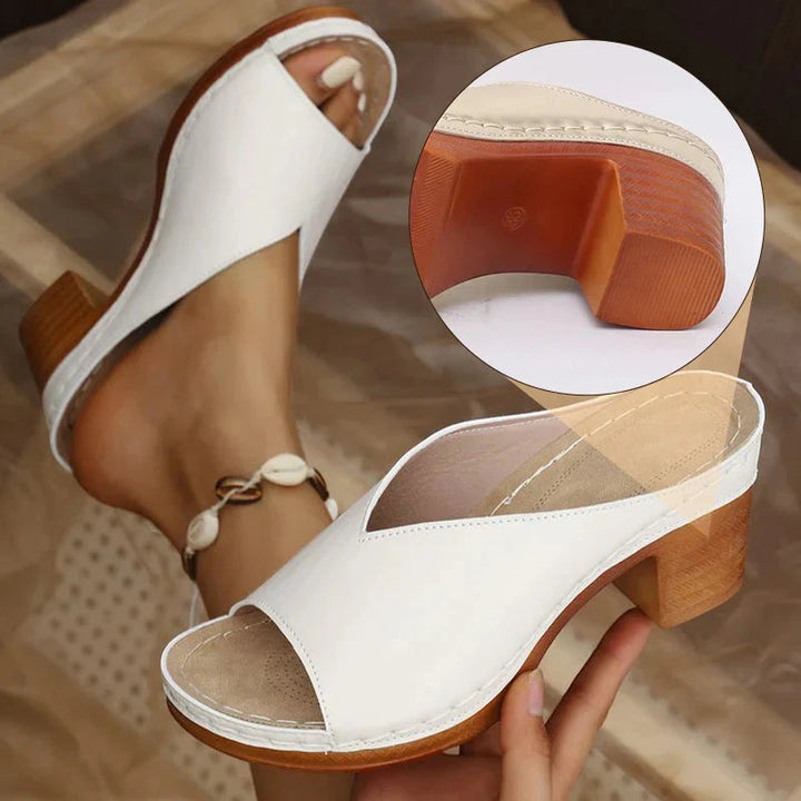 Women's Comfortable Casual Mules with Block Heel and Non Slip