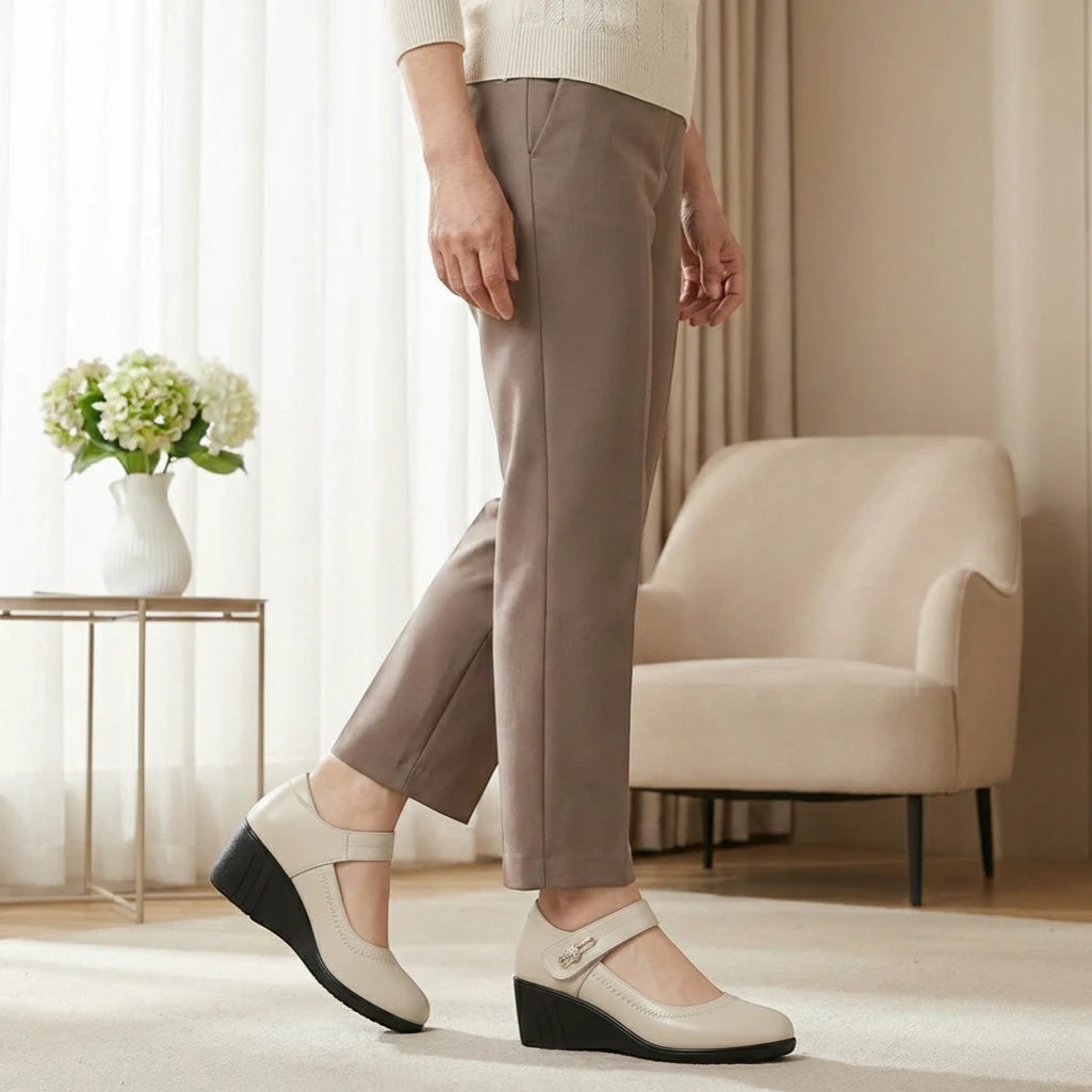 Women's Comfortable Slip On Mary Jane Shoes with Slip Resistant Sole and Cushioned Insole