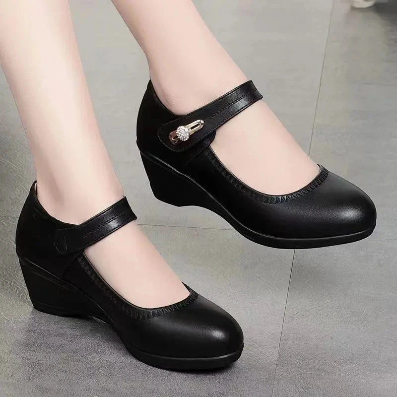 Women's Comfortable Slip On Mary Jane Shoes with Slip Resistant Sole and Cushioned Insole