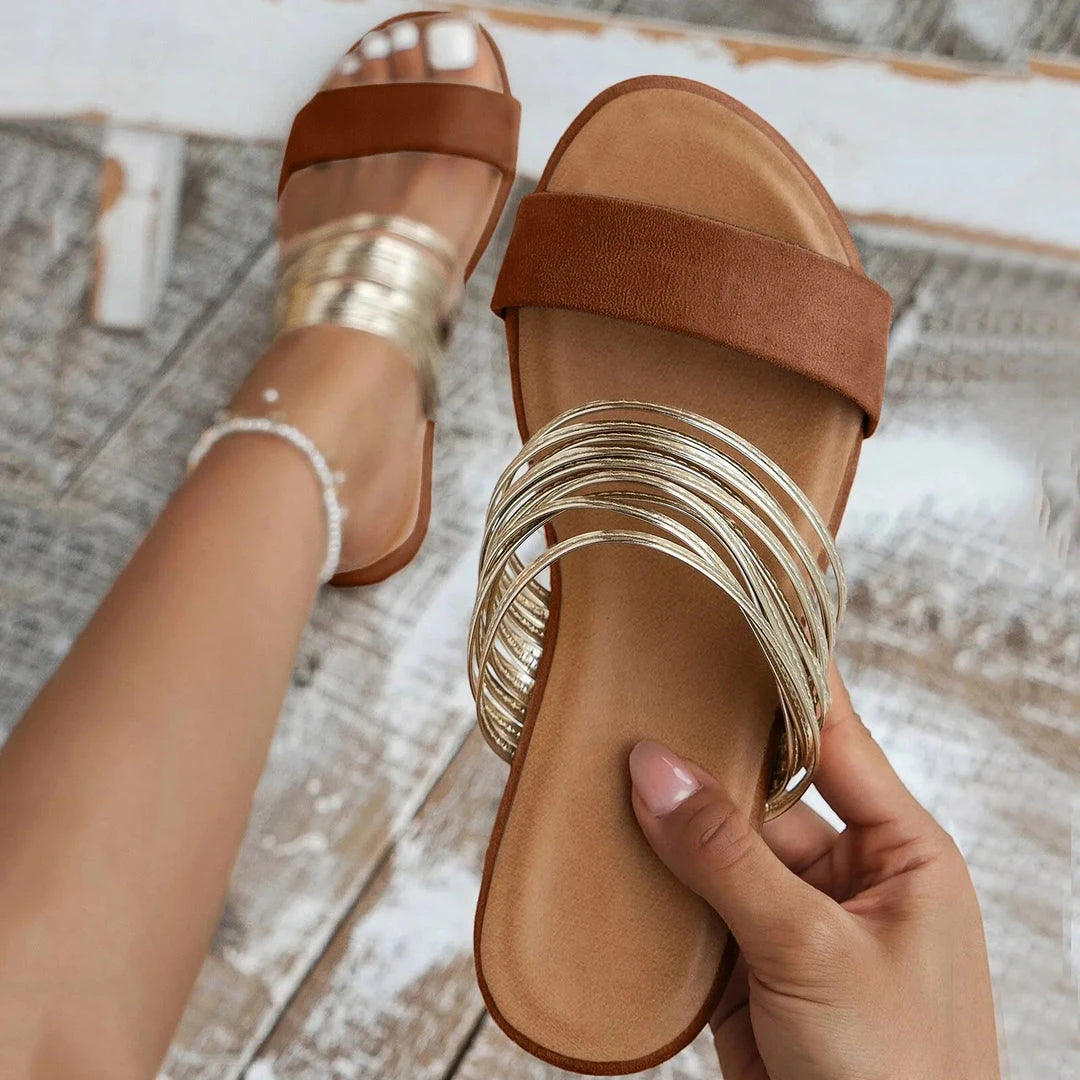 Women's Comfortable Slip On Sandals with Non Slip Sole and Cushioned Insole