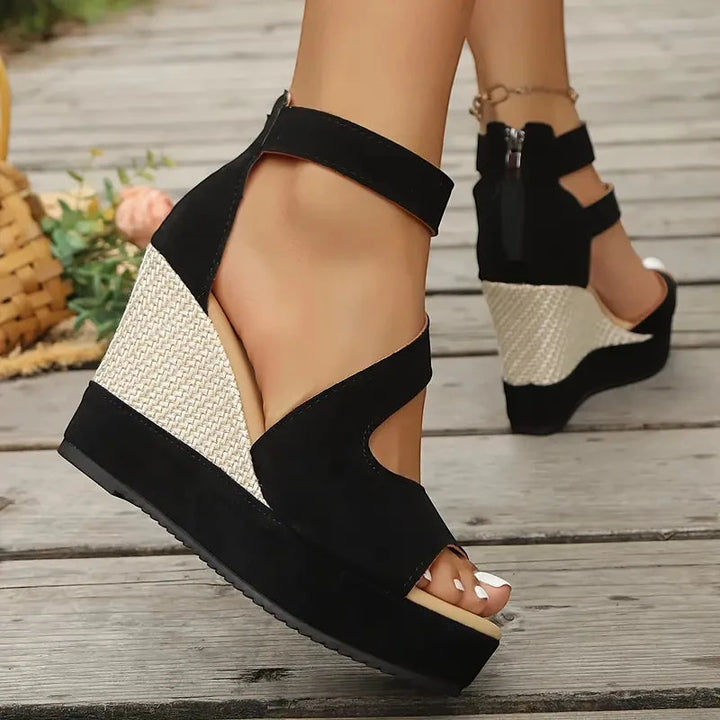 Women's Comfortable Wedges with Elastic Straps and Cushioning