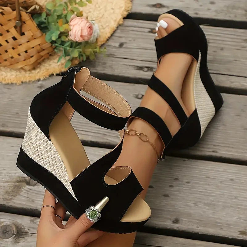 Women's Comfortable Wedges with Elastic Straps and Cushioning