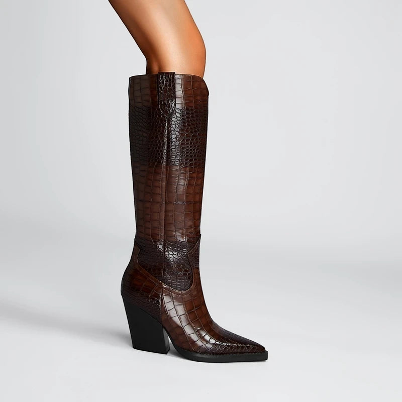 Women's Cowboy Knee High Boots with Non Slip and Cushioned