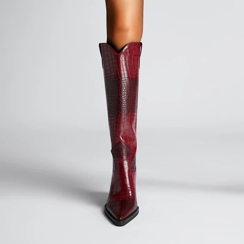 Women's Cowboy Knee High Boots with Non Slip and Cushioned