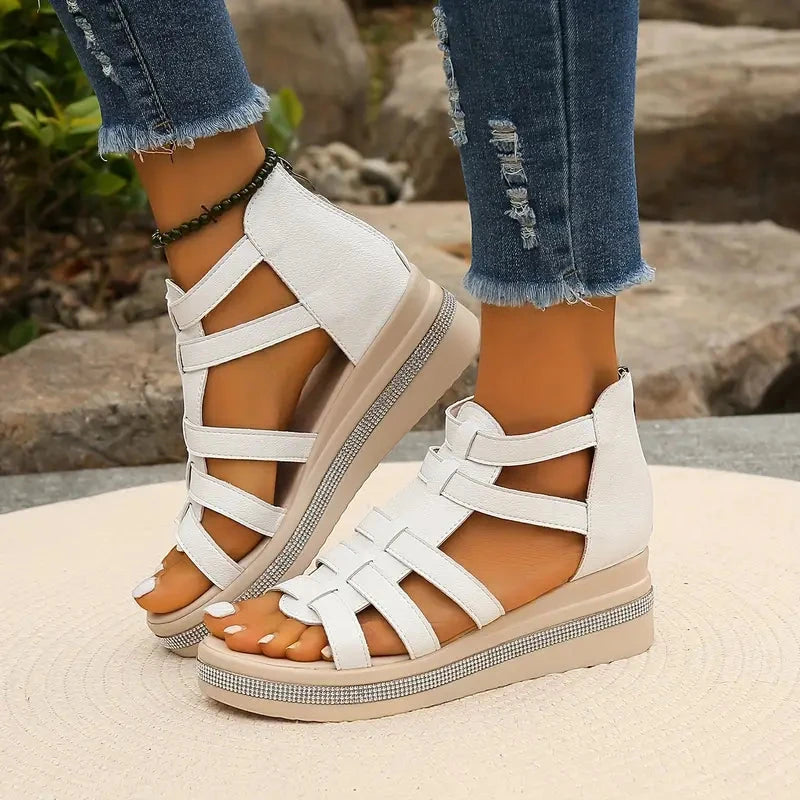 Women's Gladiator Wedges with Arch Support and Non Slip Sole
