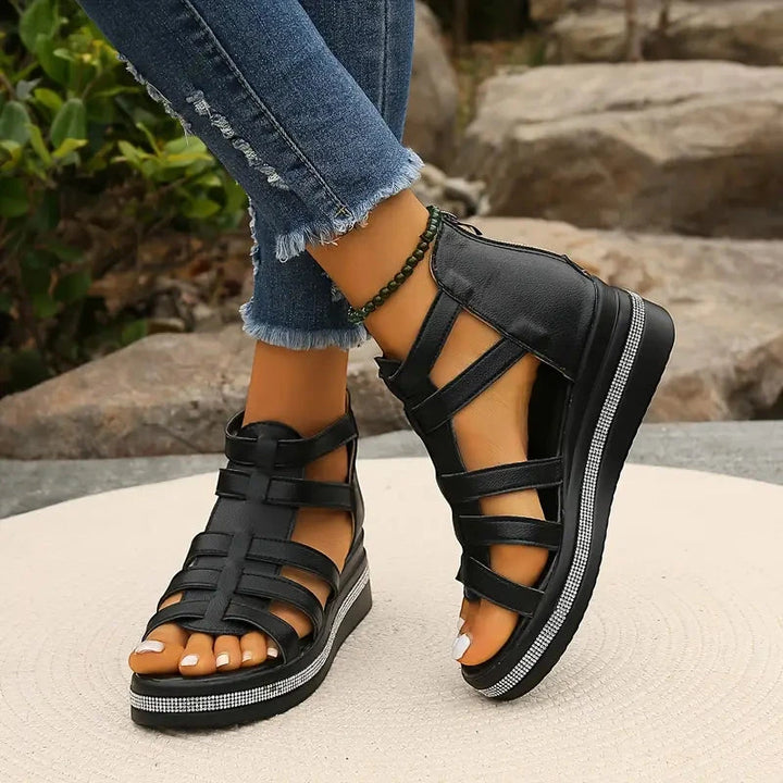 Women's Gladiator Wedges with Arch Support and Non Slip Sole