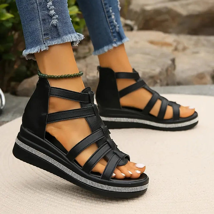 Women's Gladiator Wedges with Arch Support and Non Slip Sole