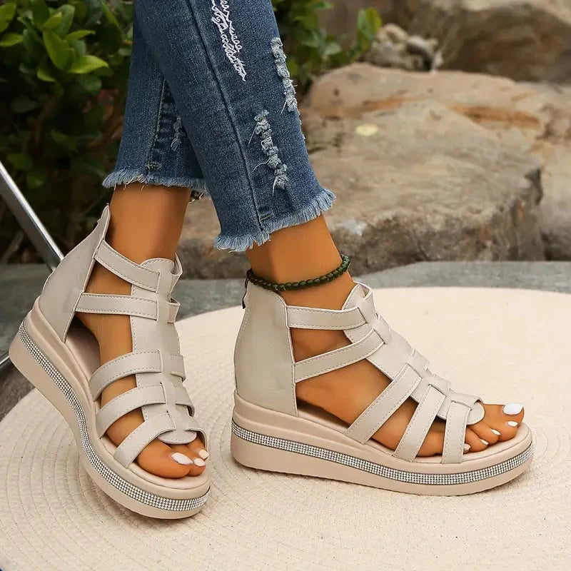 Women's Gladiator Wedges with Arch Support and Non Slip Sole